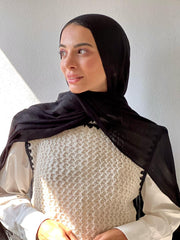 CRINKLE MODAL SCARF-BLACK