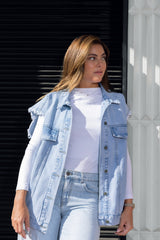 SLEEVELESS DENIM VEST-ICED