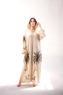 WITH HOODIE LINEN DRESS -Beige