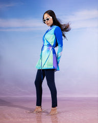 LILAC BLOSSOM SWIMSUIT TOP -BLUE ( TOP ONLY )