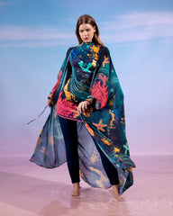 GALAXY STAR SWIMSUIT KIMONO-BLUE BLACK