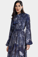 FLOWY MARBLE DRESS -DARK BLUE