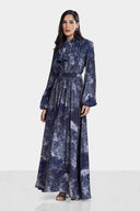 FLOWY MARBLE DRESS -DARK BLUE