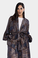 PATCHWORK CARDIGAN -CAFE