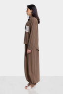 GUIPURE POCKET LINEN SHIRT -BROWN