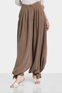 BALLOON LINEN PANTS-BROWN