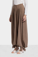 BALLOON LINEN PANTS-BROWN