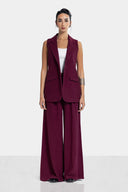PURE LINEN VEST -MAROON