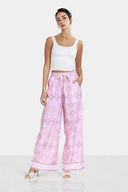 Border printed PANTS -Rose