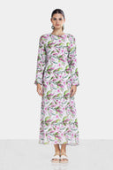 FLOWERED PLISSE DRESS -Rose