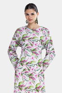 FLOWERED PLISSE DRESS -Rose
