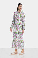 FLOWERED PLISSE DRESS -Rose