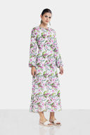 FLOWERED PLISSE DRESS -Rose