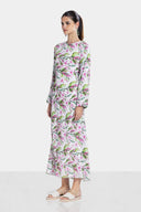 FLOWERED PLISSE DRESS -Rose