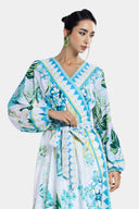 PRINTED WRAPPED DRESS -MINT GREEN