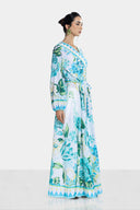 PRINTED WRAPPED DRESS -MINT GREEN