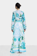 PRINTED WRAPPED DRESS -MINT GREEN
