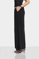 WIDE LEG LINEN PANTS -Black