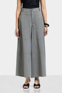 LOOSE WIDE PANTS WITH SIDE POCKET -OLIVE