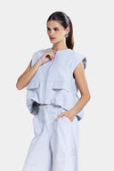 OVERSIZED CARGO VEST -Light Gray