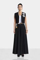 EMBROIDERY FLOWERED VEST -Black