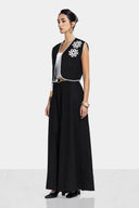 WITH BELT LINEN PANT -Black