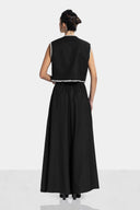 EMBROIDERY FLOWERED VEST -Black