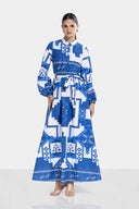 PATCH WORK DRESS -BLUE