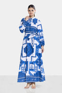 PATCH WORK DRESS -BLUE