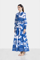 PATCH WORK DRESS -BLUE