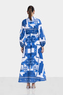 PATCH WORK DRESS -BLUE