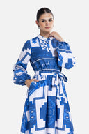 PATCH WORK DRESS -BLUE