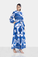 PATCH WORK DRESS -BLUE