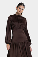 SOFT CRINKLE DRESS -Brown