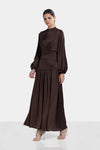SOFT CRINKLE DRESS -Brown