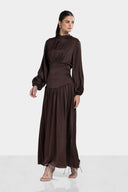 SOFT CRINKLE DRESS -Brown