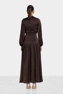 SOFT CRINKLE DRESS -Brown