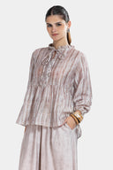 SOFT STRIPE BLOUSE -BEIGE