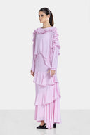 EXTRA RUFFLES CHIFFON BLOUSE -ROSE