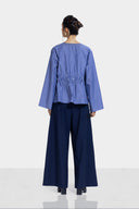PANTS WITH DOUBLE WAISTBAND -BLUE BLACK