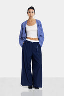 PANTS WITH DOUBLE WAISTBAND -BLUE BLACK
