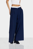 PANTS WITH DOUBLE WAISTBAND -BLUE BLACK