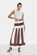 CASUAL STRIPED SKIRT -BROWN