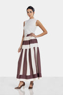 CASUAL STRIPED SKIRT -BROWN