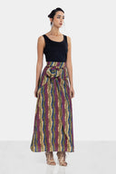 LINEN WRAP SKIRT -MIXED