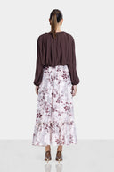 CROPPED CHIFFON BLOUSE -BROWN