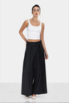 WITH BELT WIDE LEG PANTS -Black