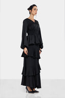 CINCHED-WAIST BLOUSE -Black