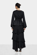 CINCHED-WAIST BLOUSE -Black