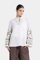 EMBROIDERY BLOUSE -Beige